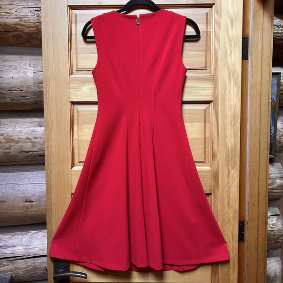 Valentines Day Tommy Hilfiger Womens Red Sleeveless Fit Flare Dress Size 2 Work - Picture 2 of 7